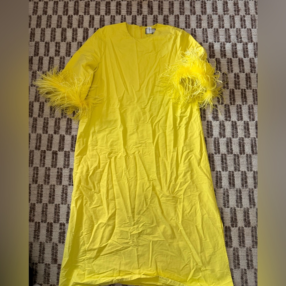 Tuckernuck Yellow Feather-Sleeve Shift Dress